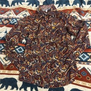 CINCH WOMEN'S FLORAL PAISLEY PRINT LONG SLEEVE BUTTON-DOWN WESTERN SHIRT XS